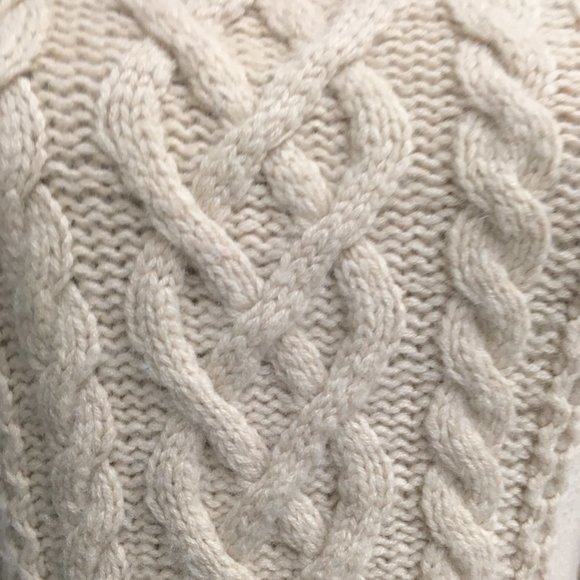 James Perse beige / cream 100% cashmere cable cowl tunic sweater pockets 3 L - Picture 4 of 9